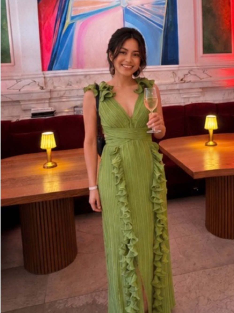 Olive Green Ruffle Maxi Dress